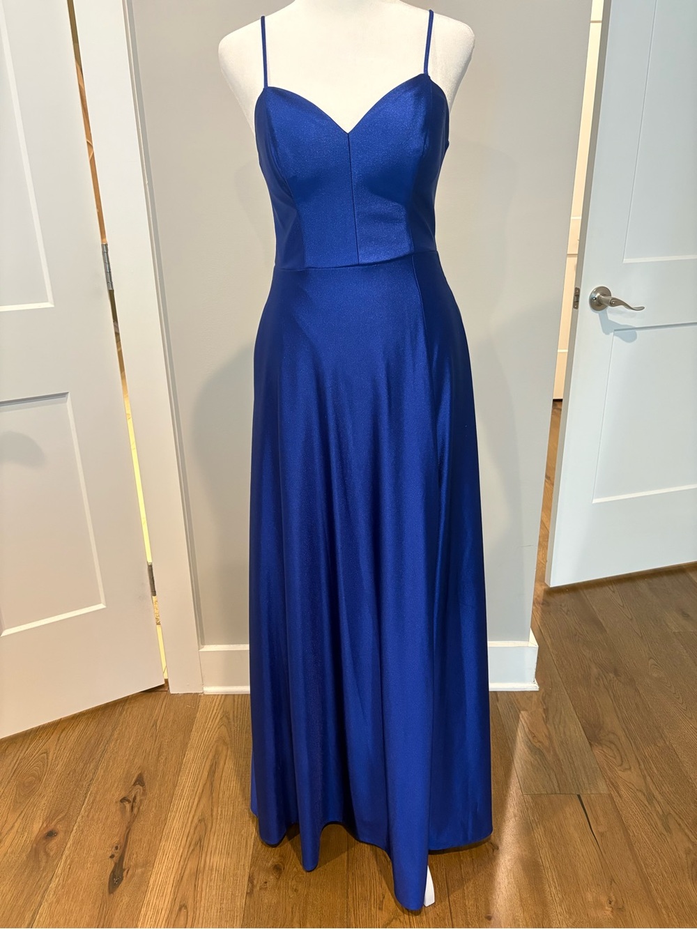 City Triangles Royal Blue Spaghetti Strap Prom Gown